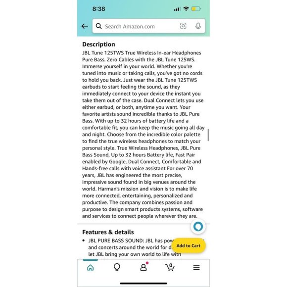 JBL Tune 125TWS Wireless Headphones - Picture 6 of 8